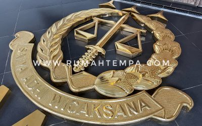Logo Ukir Timbul Kuningan Tembaga
